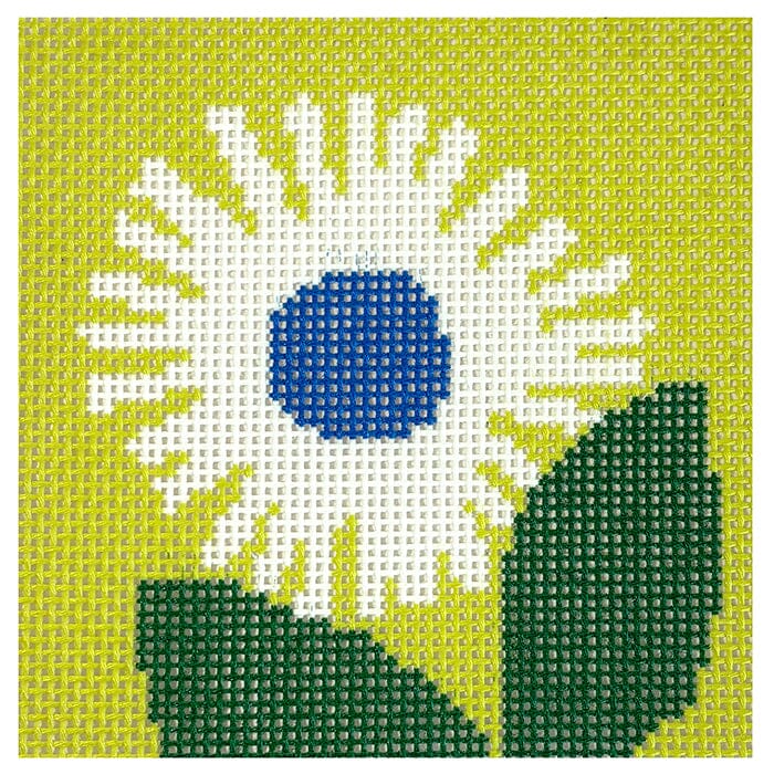 Floral Square A on Lime Painted Canvas KCN Designers  - 1