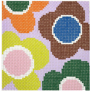 Floral Square C on Lilac Painted Canvas KCN Designers 
