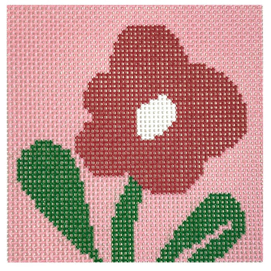 Floral Square D on Pink Painted Canvas KCN Designers 
