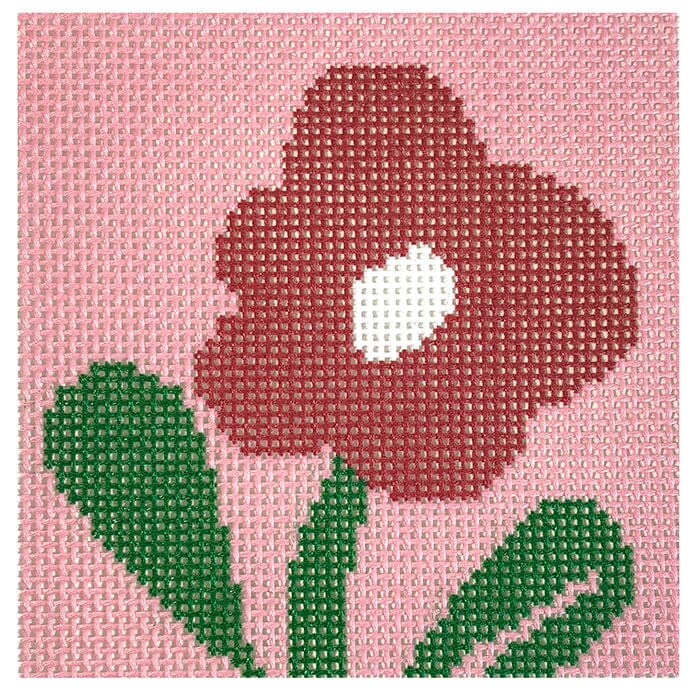 Floral Square D on Pink Painted Canvas KCN Designers  - 1