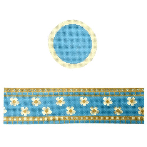 Floral Teal & Beige hinged box with hardware Painted Canvas Funda Scully  - 1