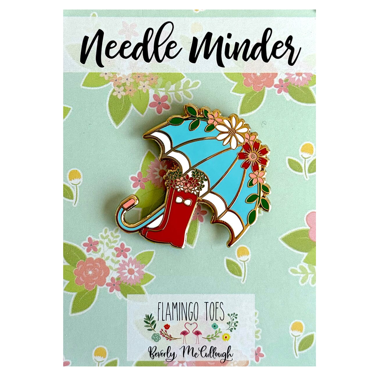 Floral Umbrella and Boots Needleminder Accessories Flamingo Toes  - 1