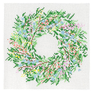 Floral Wreath in Greens Painted Canvas Coco Frank Studio 
