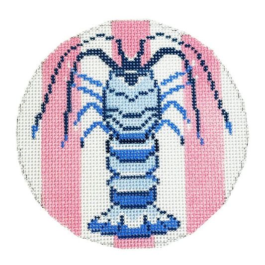 Florida Lobster Round Pink Painted Canvas Atlantic Blue Canvas 