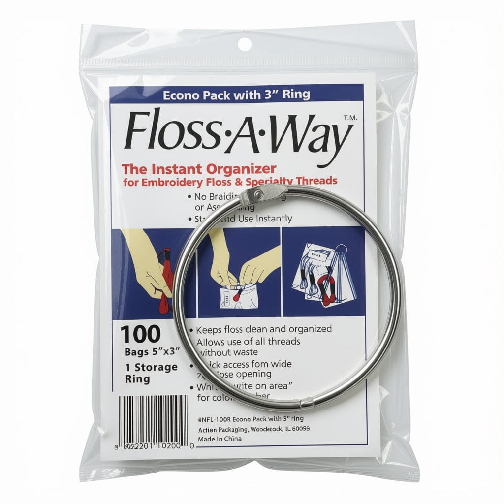 Floss A Way Thread Organizer Bags, 100 w/Ring Accessories Action Packaging  - 1