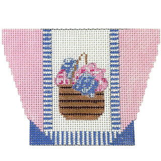 Flower Basket Mini Tote Ornament Painted Canvas Vallerie Needlepoint Gallery 
