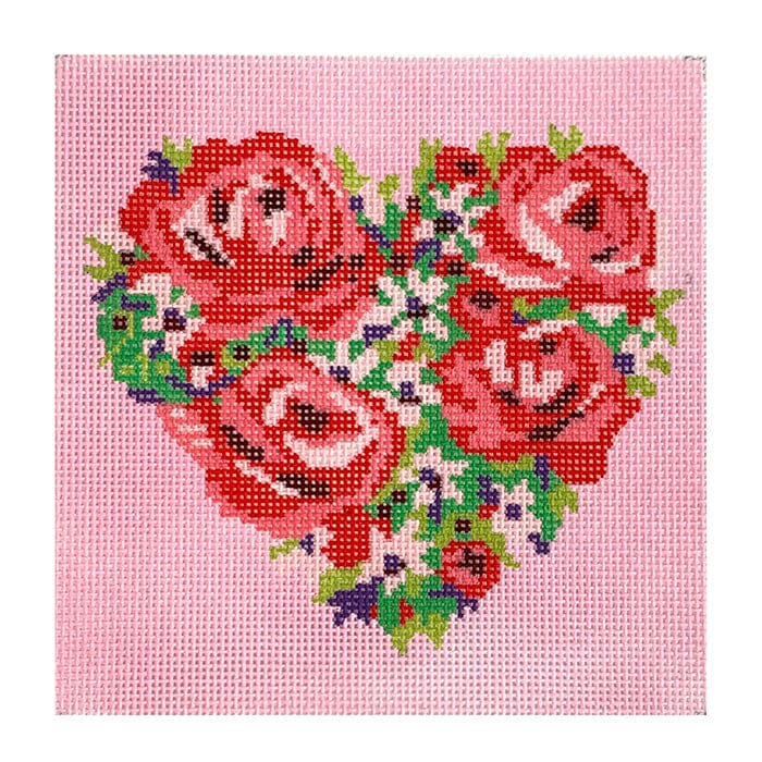 Flower Heart Square Painted Canvas Initial K Studio 
