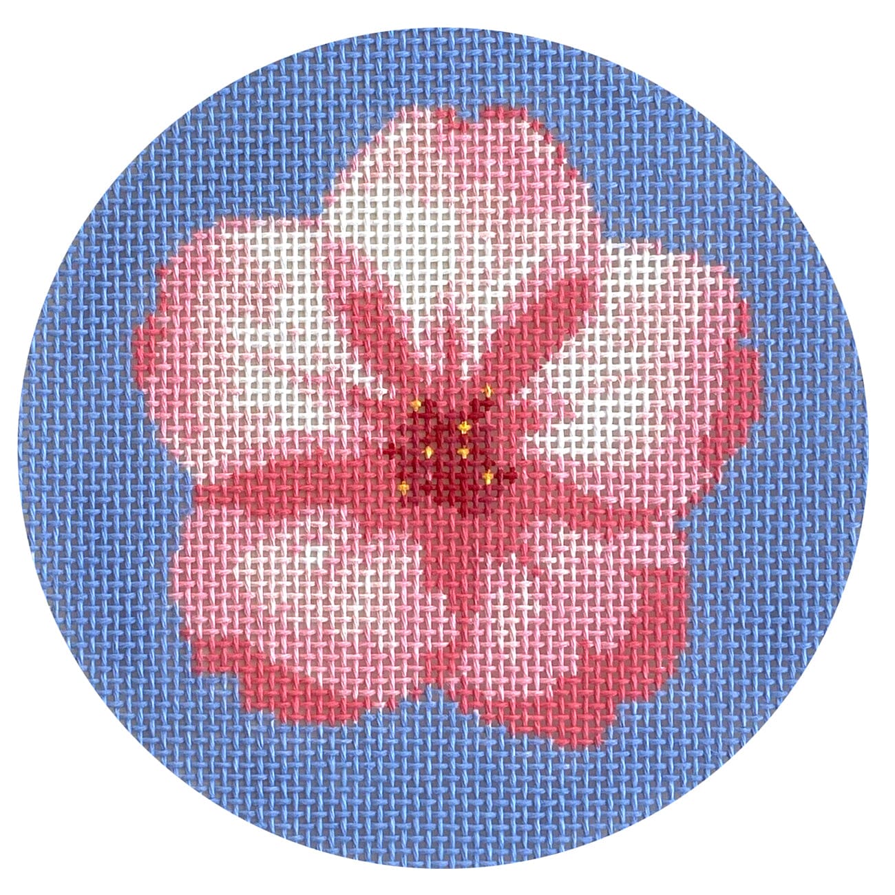 Flowers of America Round   Cherry Blossom Painted Canvas Lucky Lotus Needlepoint  - 1