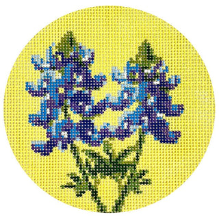 Flowers of the 50 States Round   Bluebonnet Painted Canvas Lucky Lotus Needlepoint 
