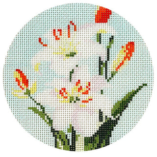 Flowers of the Bible: Lily of the Field Round Painted Canvas Atlantic Blue Canvas 
