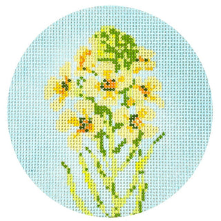 Flowers of the Bible: Mustard Seed Round Painted Canvas Atlantic Blue Canvas 
