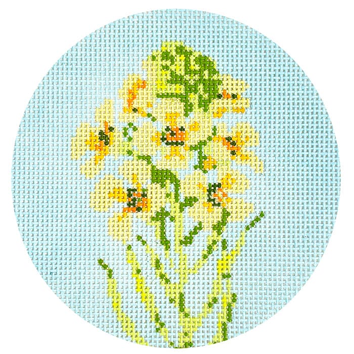 Flowers of the Bible: Mustard Seed Round Painted Canvas Atlantic Blue Canvas 
