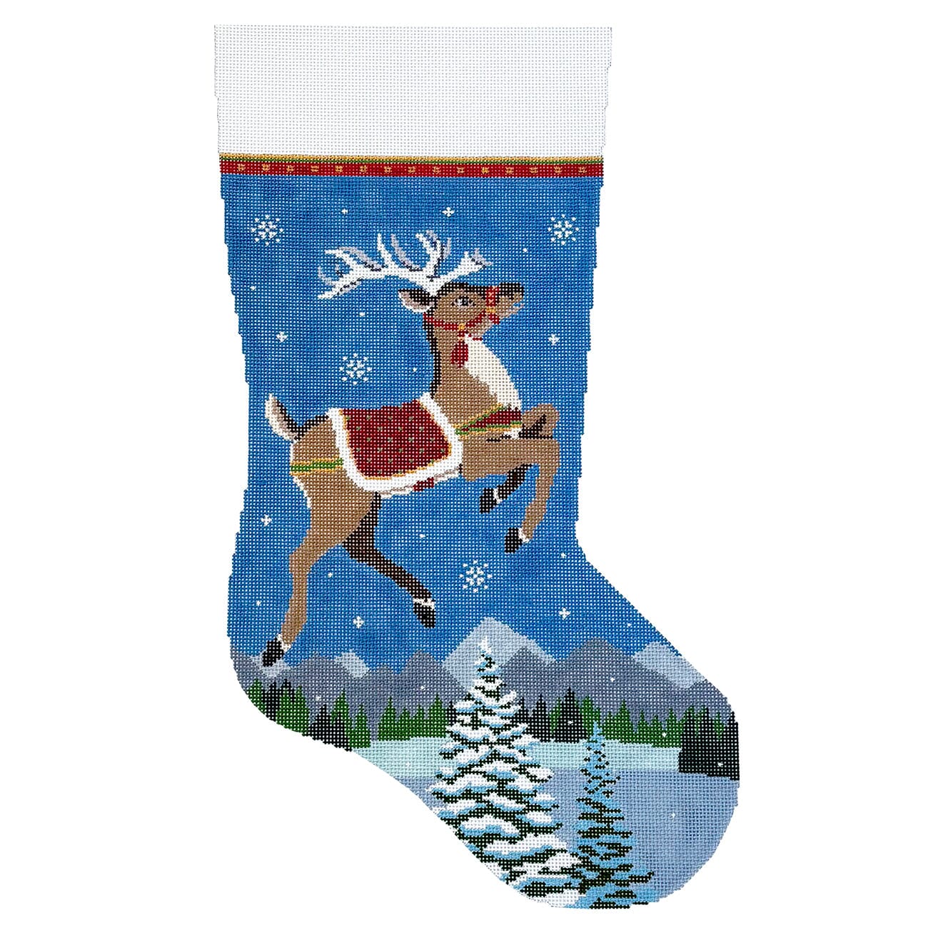 Flying Reindeer, Stocking Painted Canvas Susan Roberts Needlepoint Designs Inc.  - 1