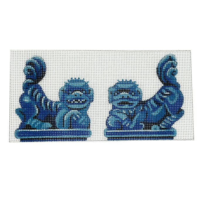 Foo Dogs Statues Painted Canvas Colors of Praise  - 1
