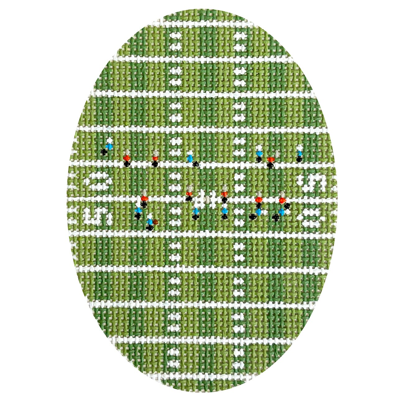 Football from Above Oval Painted Canvas Atlantic Blue Canvas  - 1