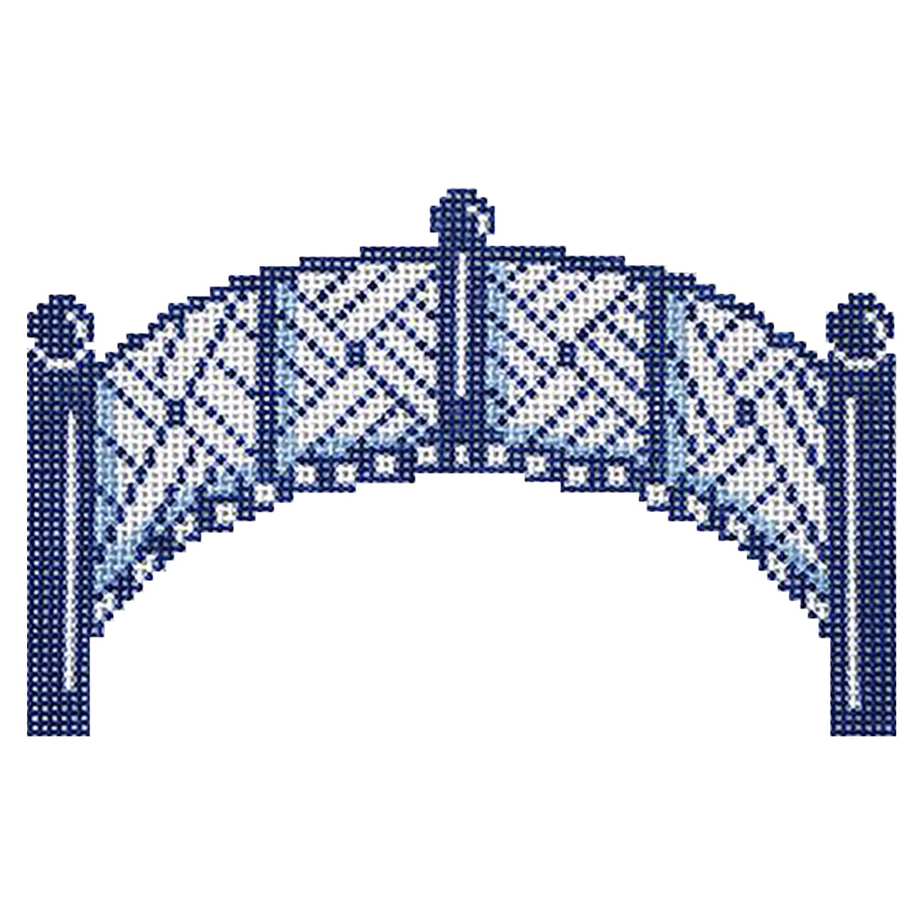Footbridge Ornament Painted Canvas The Plum Stitchery  - 1