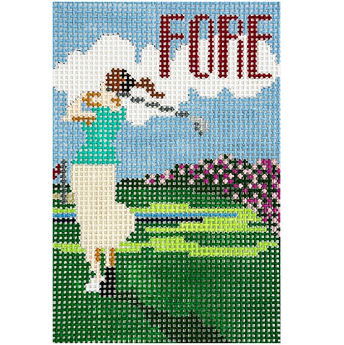 FORE Yardage Book Insert Painted Canvas Anne Fisher Needlepoint LLC  - 1