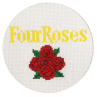 Four Roses Ornament Painted Canvas Elm Tree Needlepoint 
