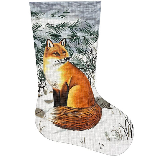 Fox in the Snow Stocking - 13 Mesh TTR Victoria Whitson Needlepoint 