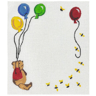 Frame   Pooh w/Balloons and Bees Painted Canvas Kate Dickerson Needlepoint Collections 
