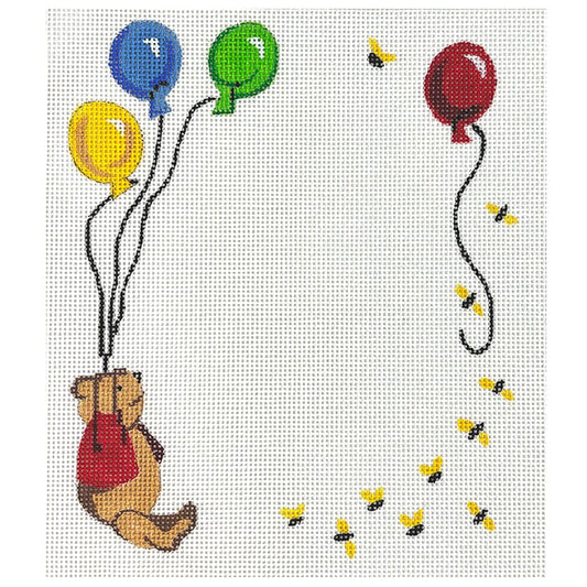 Frame - Pooh w/Balloons and Bees Painted Canvas Kate Dickerson Needlepoint Collections 