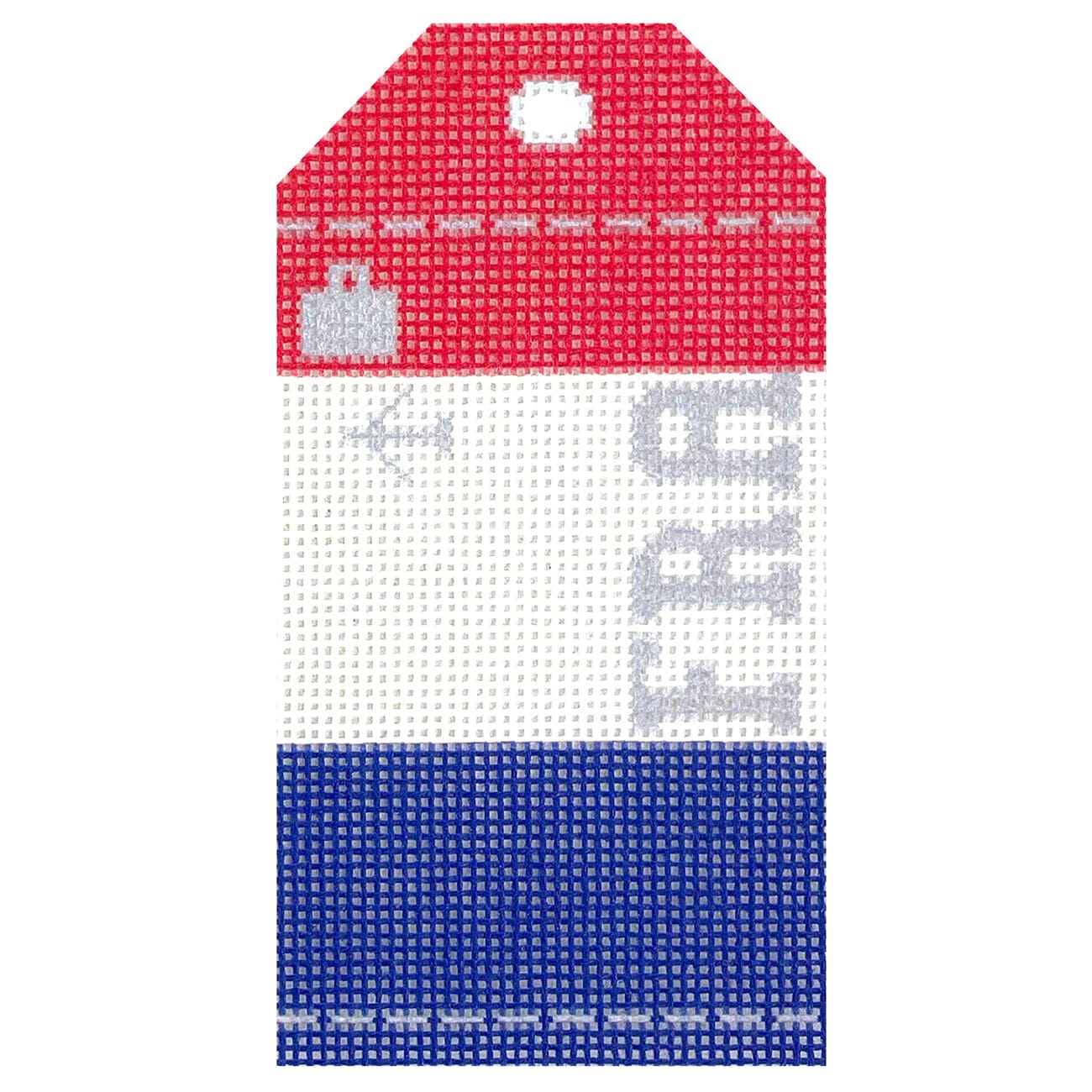 France Wee Flag Travel Tag Printed Canvas Hedgehog Needlepoint  - 1