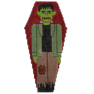 Frankenstein Coffin Ornament Painted Canvas Shelly Tribbey 
