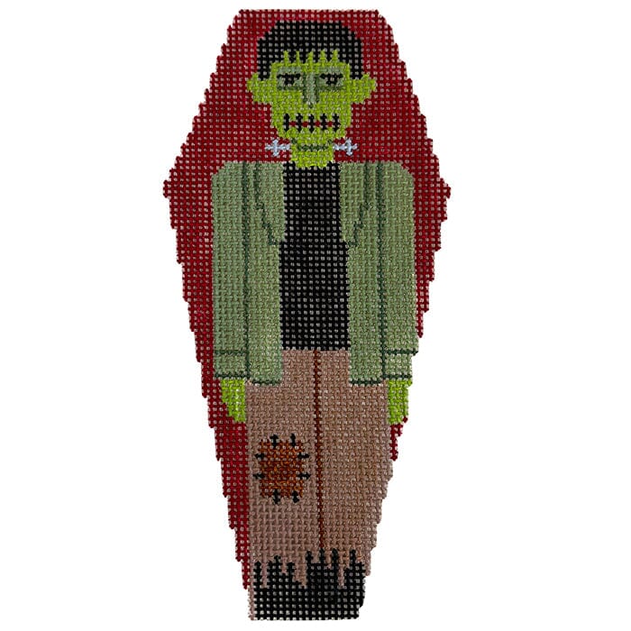 Frankenstein Coffin Ornament Painted Canvas Shelly Tribbey 
