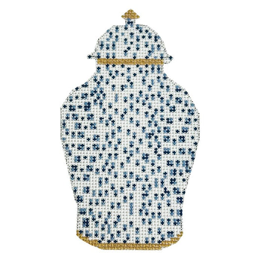 French Dots Ginger Jar - Navy Painted Canvas The Gingham Stitchery 