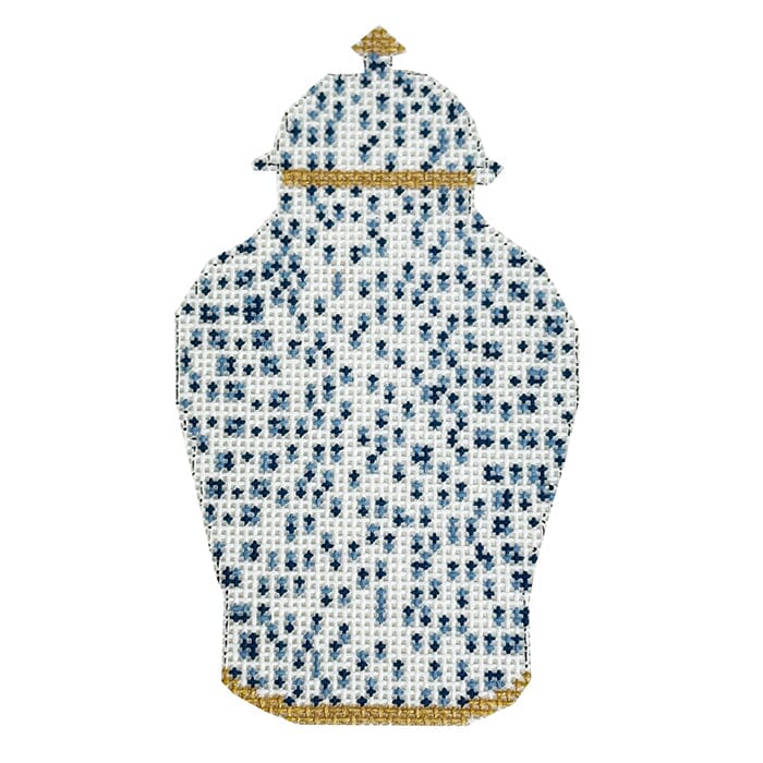 French Dots Ginger Jar   Navy Painted Canvas The Gingham Stitchery  - 1