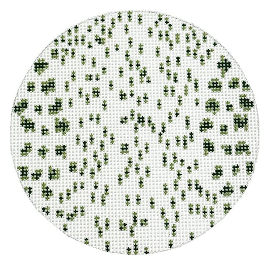 French Dots Round - Green Painted Canvas The Gingham Stitchery 