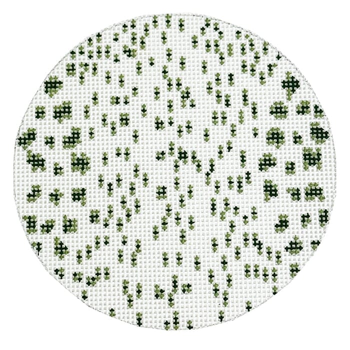 French Dots Round   Green Painted Canvas The Gingham Stitchery  - 1