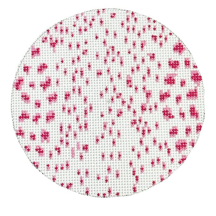 French Dots Round - Pink Painted Canvas The Gingham Stitchery 