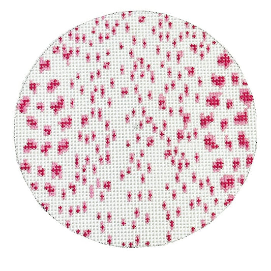French Dots Round - Pink Painted Canvas The Gingham Stitchery 