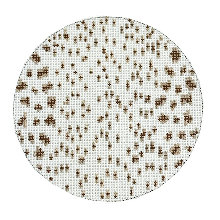 French Dots Round - Tan Painted Canvas The Gingham Stitchery 