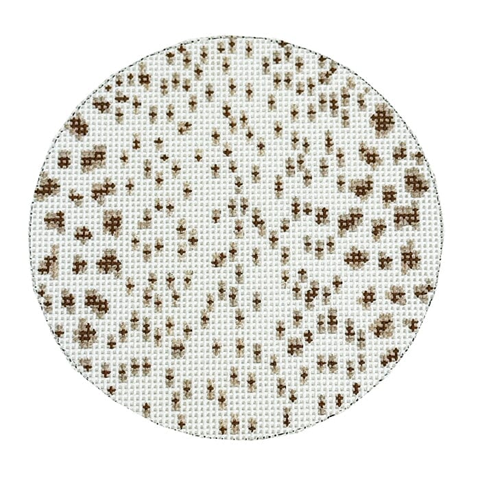 French Dots Round   Tan Painted Canvas The Gingham Stitchery  - 1
