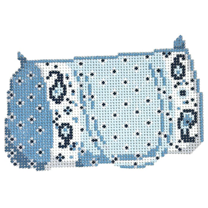 French Duffle Bag   blue Painted Canvas Ann Kaye Studio  - 1