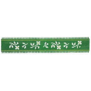 French Ribbon Keychain   Green Painted Canvas Le Point Studio 
