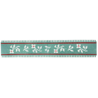 French Ribbon Keychain   Teal Painted Canvas Le Point Studio 
