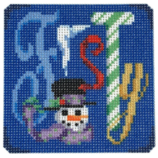 "Frosty" Square Printed Canvas Two Sisters Needlepoint 

