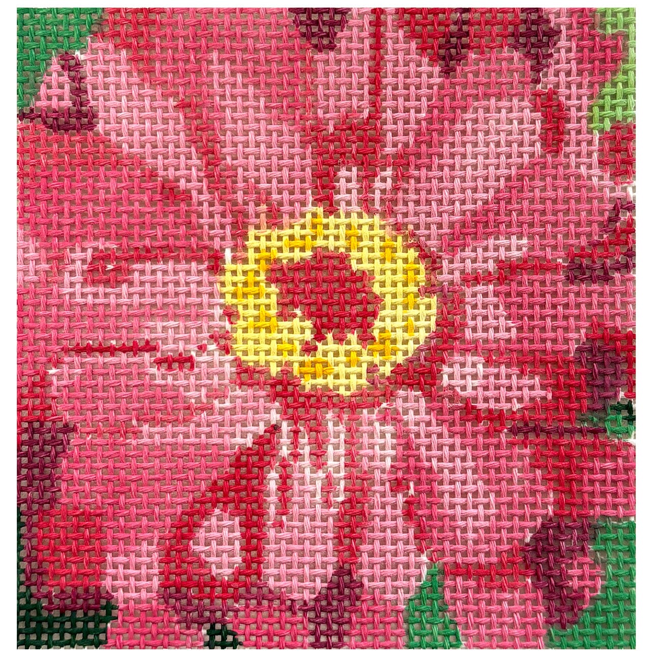 Full Bloom Coaster   Pink Zinnia Painted Canvas Jean Smith 
