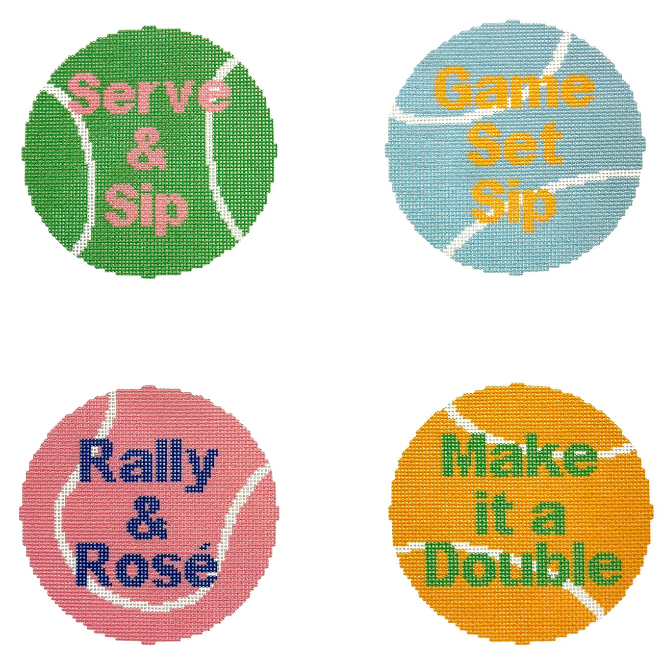 Game Set Coasters Painted Canvas Maura Nolan Designs  - 1