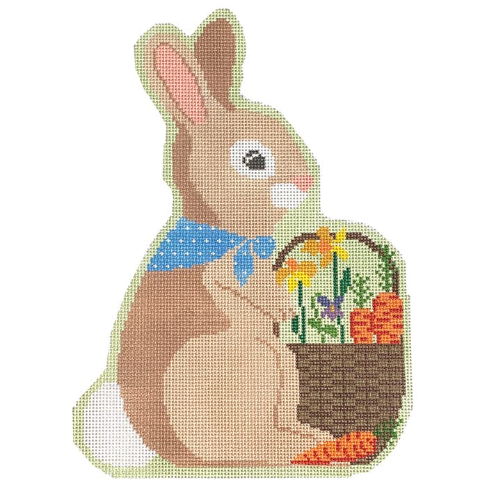 Garden Bunny with Basket Painted Canvas Le Point Studio 