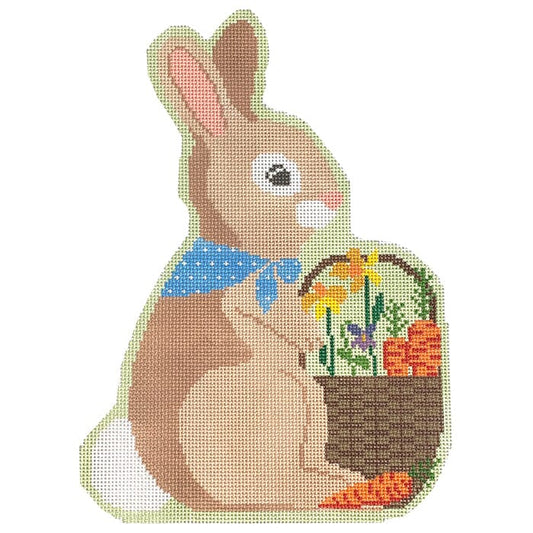 Garden Bunny with Basket Painted Canvas Le Point Studio 