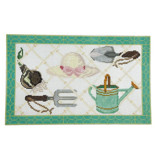 Garden Icons on Trellis Painted Canvas The Gingham Stitchery 

