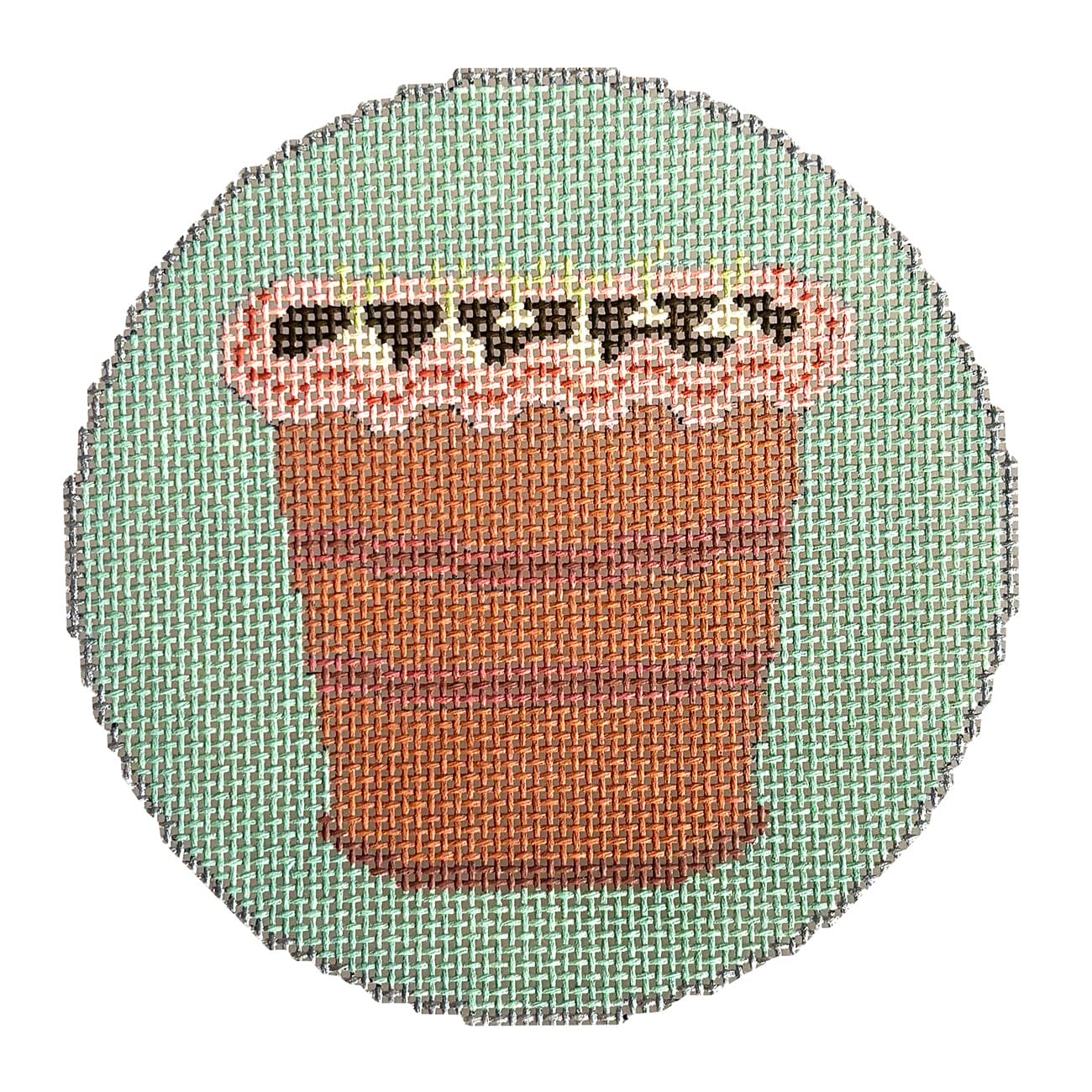 Garden Icons   Terra Cotta Planter Painted Canvas The Gingham Stitchery  - 1
