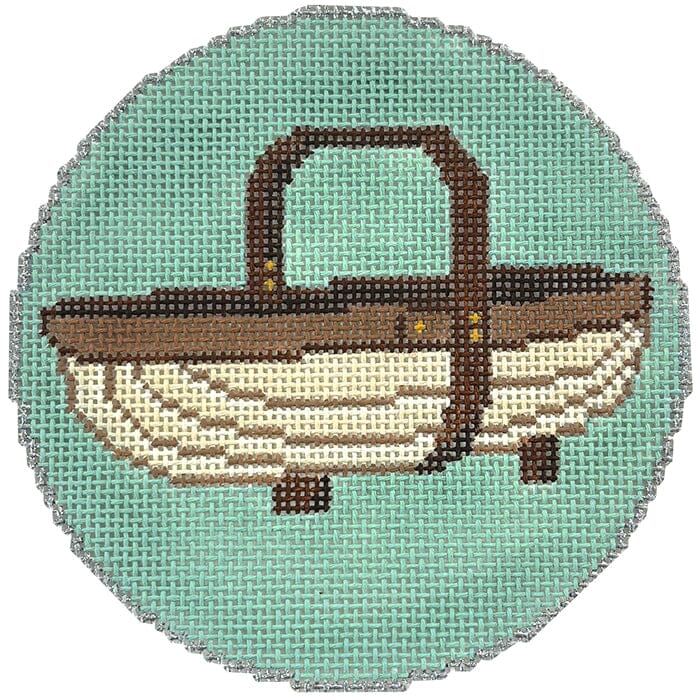Garden Icons   Trug Basket Painted Canvas The Gingham Stitchery  - 1