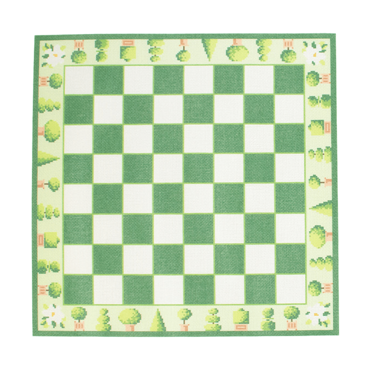 Garden Topiary Chessboard Printed Canvas Needlepoint To Go  - 1