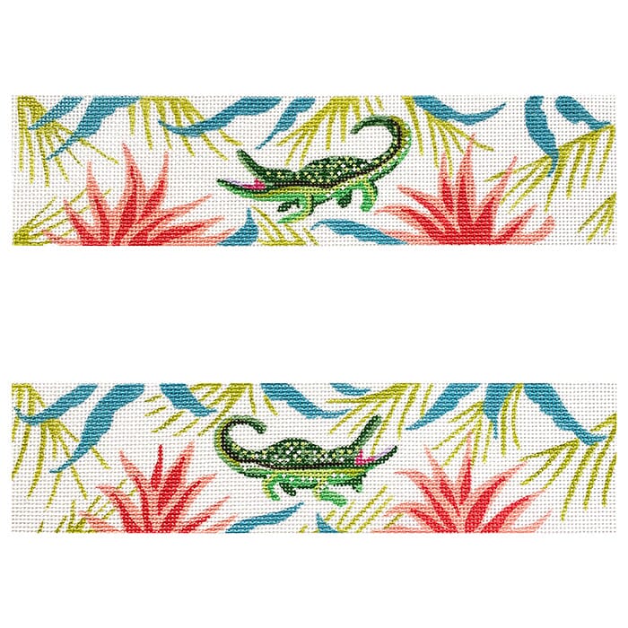 Gator with Leaves Purse Borders Painted Canvas Colors of Praise 