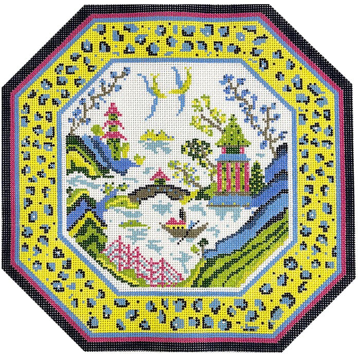 Gaudy Willow Pillow Painted Canvas The Gingham Stitchery  - 1